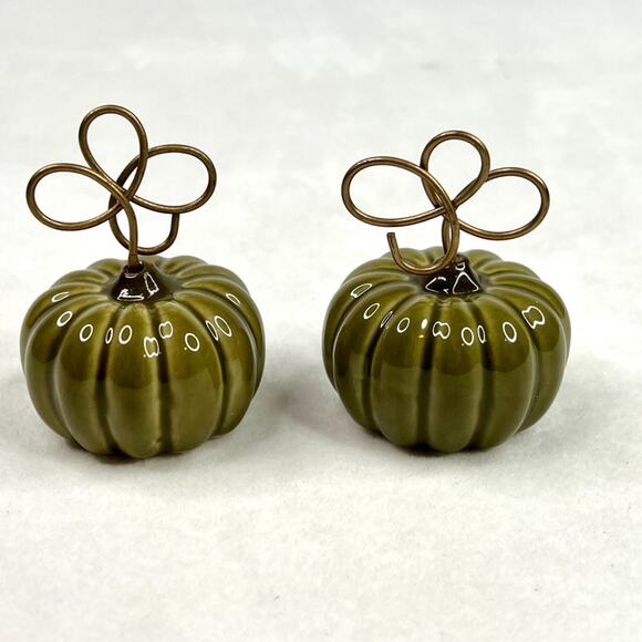 Mini Green Pumpkin Ceramic Photo Holder Set - Picture 5 of 5